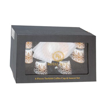 Royal Blue Turkish Coffee Cup &amp; Saucer Set 6 Pieces F02