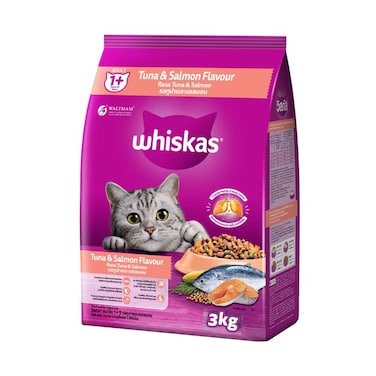 Whiskas Tuna &amp; Salmon Flavour Dry Cat Food For Adult 1+ Years 3kg