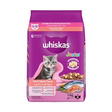 Whiskas Tuna &amp; Salmon Flavour Dry Cat Food For Juniour 2-12 Months 1.1kg