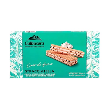 Galbusera Stracciatella Crispy Wafer With Milk and Chocolate Chunks Filling 36gx4 Pieces