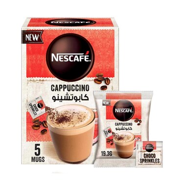 مزيج قهوة رغوي كابتشينو نسكافيه مع رشات الشوكولاتة 19.3 جرام × 5 قطع