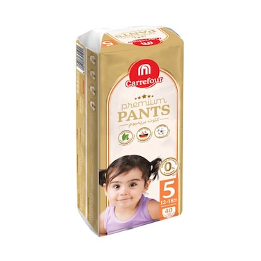 حفاضات ماف كارفور بريميوم مقاس 5 12-18 كجم 40 حفاضات