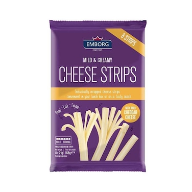 Emborg Mild &amp; Creamy Cheese Strips With Mild Cheddar Cheese 168g