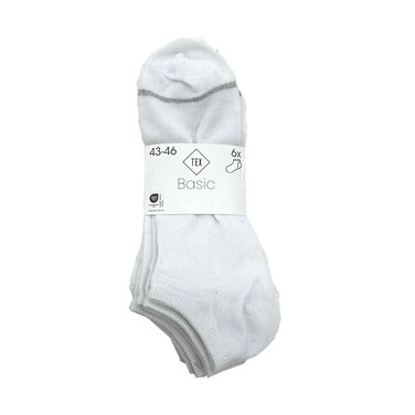 Tex Basic Socks White With Color Lining 6 Pieces