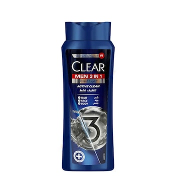 Clear Men 3 In 1 Shampoo Active Clean 600ml