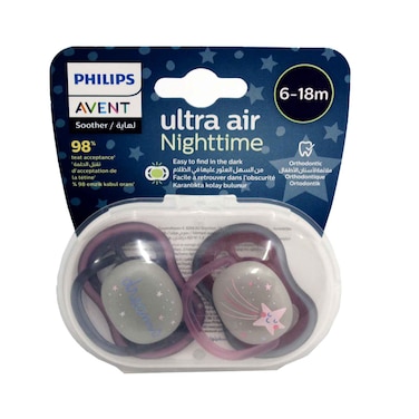 Philips Avent Baby Soother Ultra Air Nighttime Girls 6-18 Months old