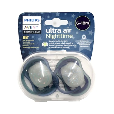 Philips Avent Ultra Air Nighttime Soother For Boys, 6-18 Months Old