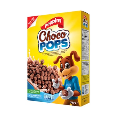 Poppins Choco Pops Cereals With Chocolate Flavored Toasted Rice &amp; Maize Balls 350g