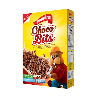 Poppins Choco Bits Cereals With Chocolate Flavored Toasted Rice &amp; Maize Balls 350g