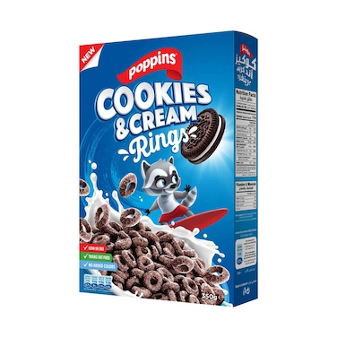 Poppins Cookies &amp; Cream Rings Cereals 350g