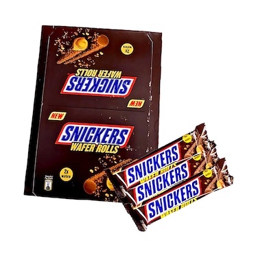 سنيكرز لفائف ويفر بحشوة كريمة بنكهة الفول السوداني 24 جم × 24 قطعة