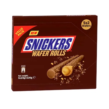 Snickers Wafer Rolls With Peanut Flavored Cream Filling 24gx5 Pieces