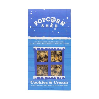 Popcorn Shed Cookies &amp; Cream White Chocolate Caramel Gourmet Popcorn With Cookie Crumb Pieces 80g
