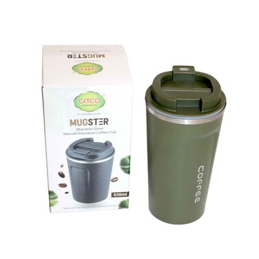 Gitco Mugster Stainless Steel Vacuum Insulated Coffee Cup 510ml Assorted