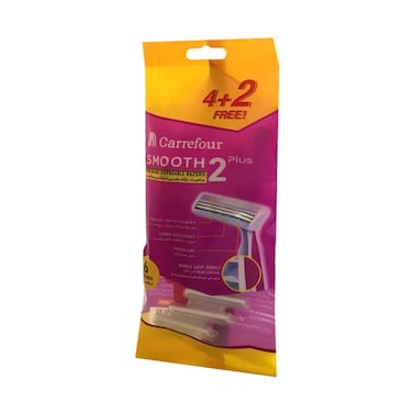Maf Carrefour Smooth 2 Plus Twin Blade Disposable Razors Multicolour 6 Razors