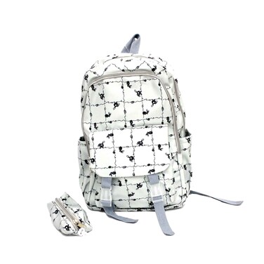 Tj Bags Polyester Backpack, 46x30x22cm, 2 Pieces Set Printed Grey