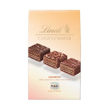 Lindt Choco Wafer Assorted Dark, Hazelnut &amp; Milk Chocolate 138g