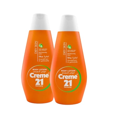 Cr&egrave;me 21 Body Lotion For Dry Skin With Aloe Vera &amp; Vitamin E 400mlx2 Pieces