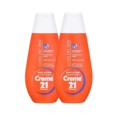 Cr&egrave;me 21 Body Lotion For Ultra Dry Skin With Almond Oil &amp; Vitamin E 400mlx2 Pieces