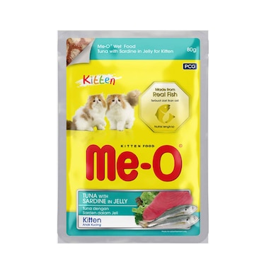 Me-O Pouch Kitten Food Tuna with Sardines in Jelly 80g