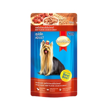 سمارت هارت طعام الكلاب البالغة قطعة بنكهة اللحم البقري في المرق 130 جرام