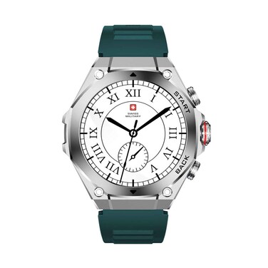 Swiss Military DOM 6 Smartwatch Silver With Green Silicone Strap