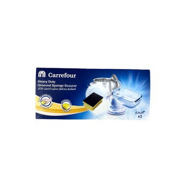Maf Carrefour heavy Duty Grooved Sponge Scourer x3