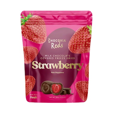 Chocovia Reds Milk Chocolate Coverd Freeze Dried Strawberry 100g