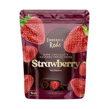 Chocovia Reds Dark Chocolate Coverd Freeze Dried Strawberry 100g