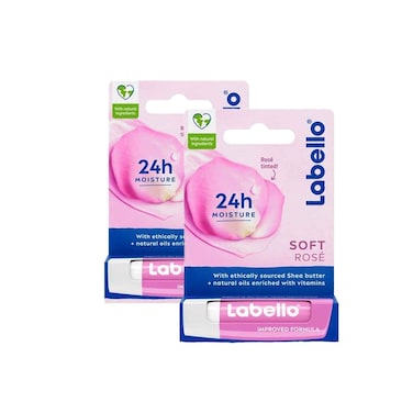 Labello Soft Rose Caring lip Balm 4.8gx2 Pieces