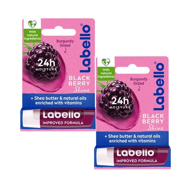 Labello Black Berry Shine Caring lip Balm 4.8gx2 Pieces
