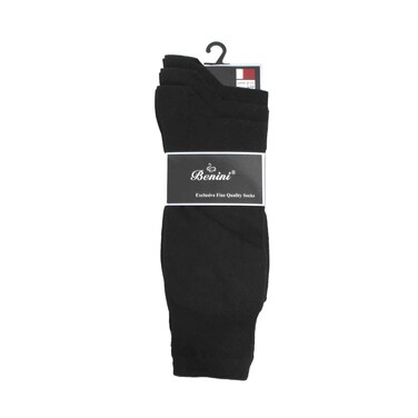 Benini Sock Plain Cotton Black 3 Pairs Size 41-45 (No Refund/Exchange for hygienic item)