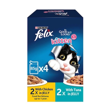 بورينا فيليكس قطة بالدجاج والتونة في جيلي 340 غرام