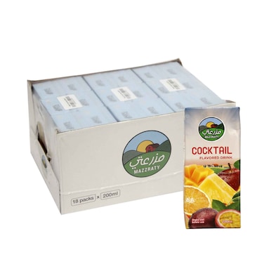 Mazzraty Long Life Juice Cocktail Flavored Drink 200mlx18 Pieces