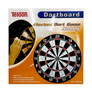 Teloon Dartboard Flocked Dart Game Hobby 15 Inches 38cm