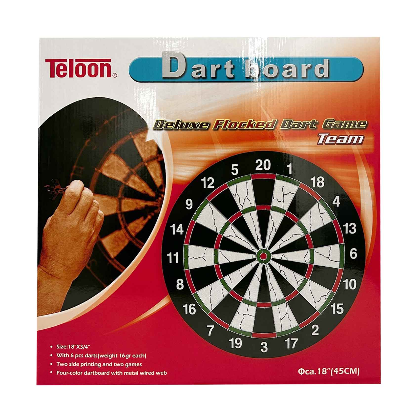 Teloon Dartboard Deluxe Dart Game Team 18 Inches 45cm