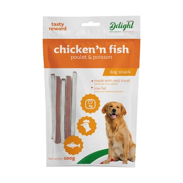 ديلايت وجبة خفيفة دجاج وسمك للكلاب 100 جرام