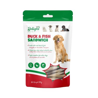 ديلايت ساندويتش بطة وسمك وجبة خفيفة للكلاب 100 جرام