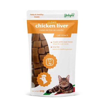 Delight Cubes Chicken Liver Cat Snack 50g