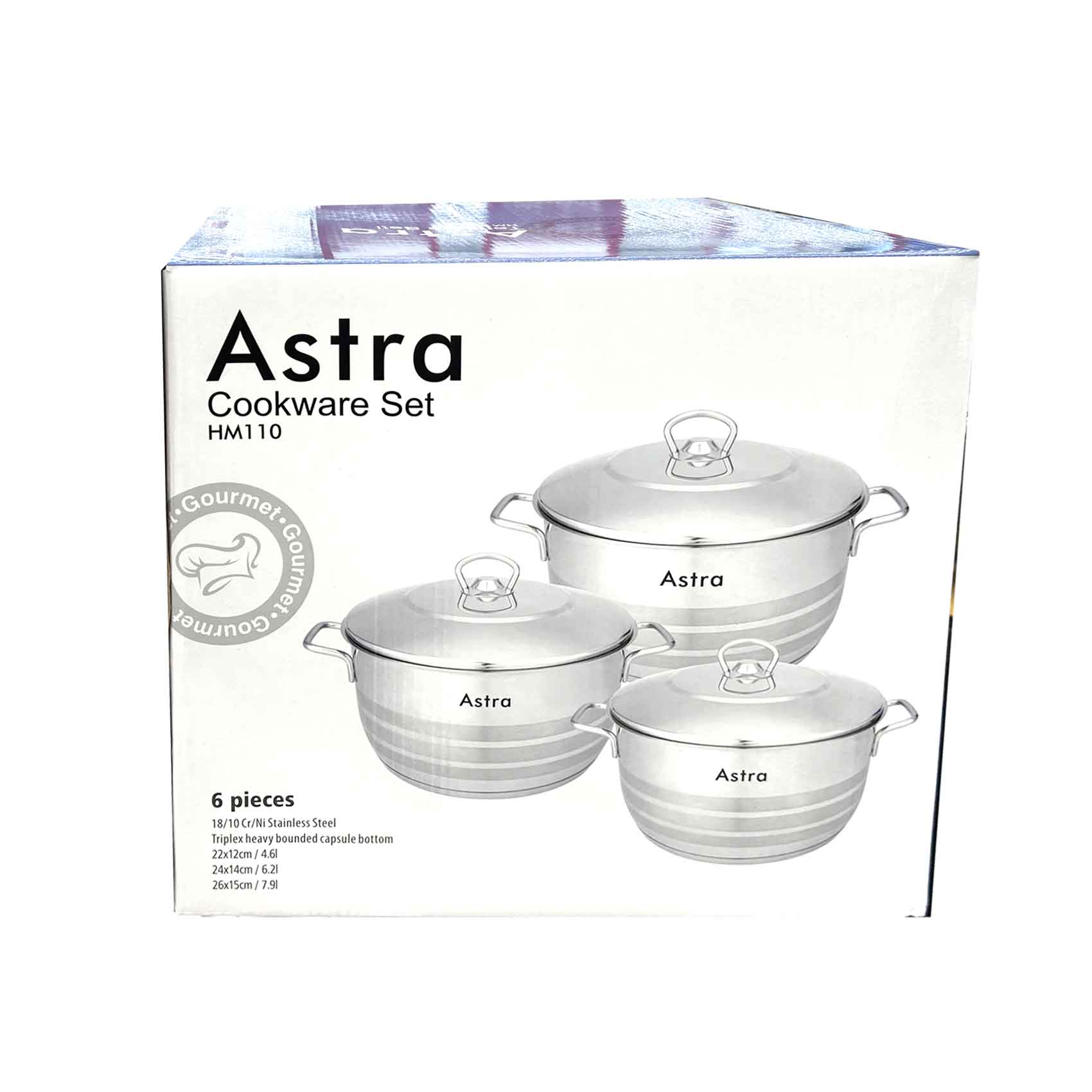 Astra 6 Pieces Cookware Set 22+24+26Cm