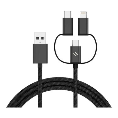 Smartix Premium 3 In 1 Braided Cable Usb-A To Type C/Lightning/Micro Usb