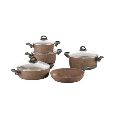 مجموعة أواني الطبخ ألم بريميوم 9 قطع بني