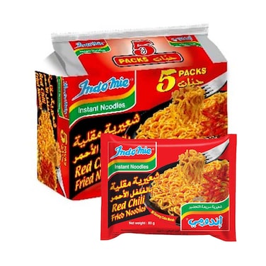 Indomie Red Chili Fried Noodles 80gx5 Pieces