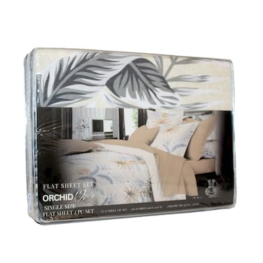ملاءة سرير مشدودة مطبوعة مقاس مفرد أوركيد كلير - طقم 2 قطعة