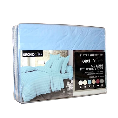 ملاءة سرير مشدودة مقاس مفرد أوركيد كلير - طقم 2 قطعة