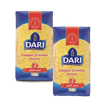 Dari Langue D'Oiseau Moyen Orzo Pasta 500gx2 Pieces