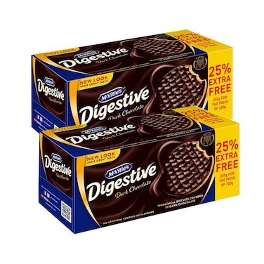 مكمفتيز بسكويت دجستيف بالشوكولاتة الداكنة والقمح 250 جرام × 2 قطعة