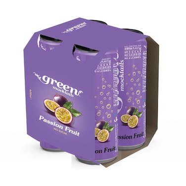 Green Carbonated Drink Mocktails With Passion Fruit Flavour 330mlx6 Pieces