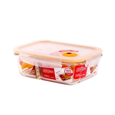 Lock &amp; Lock Glass Food Container Divider &amp; Steam Hole 950ml