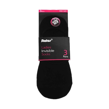 جوارب نسائية شفافة من ستاتوس، لون أسود سادة، 3 أزواج (لا يُسمح باسترداد أو استبدال المنتج لأسباب صحية)